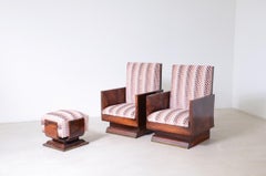 Gaetano Borsani Pair of tub chairs in wood root and small seat