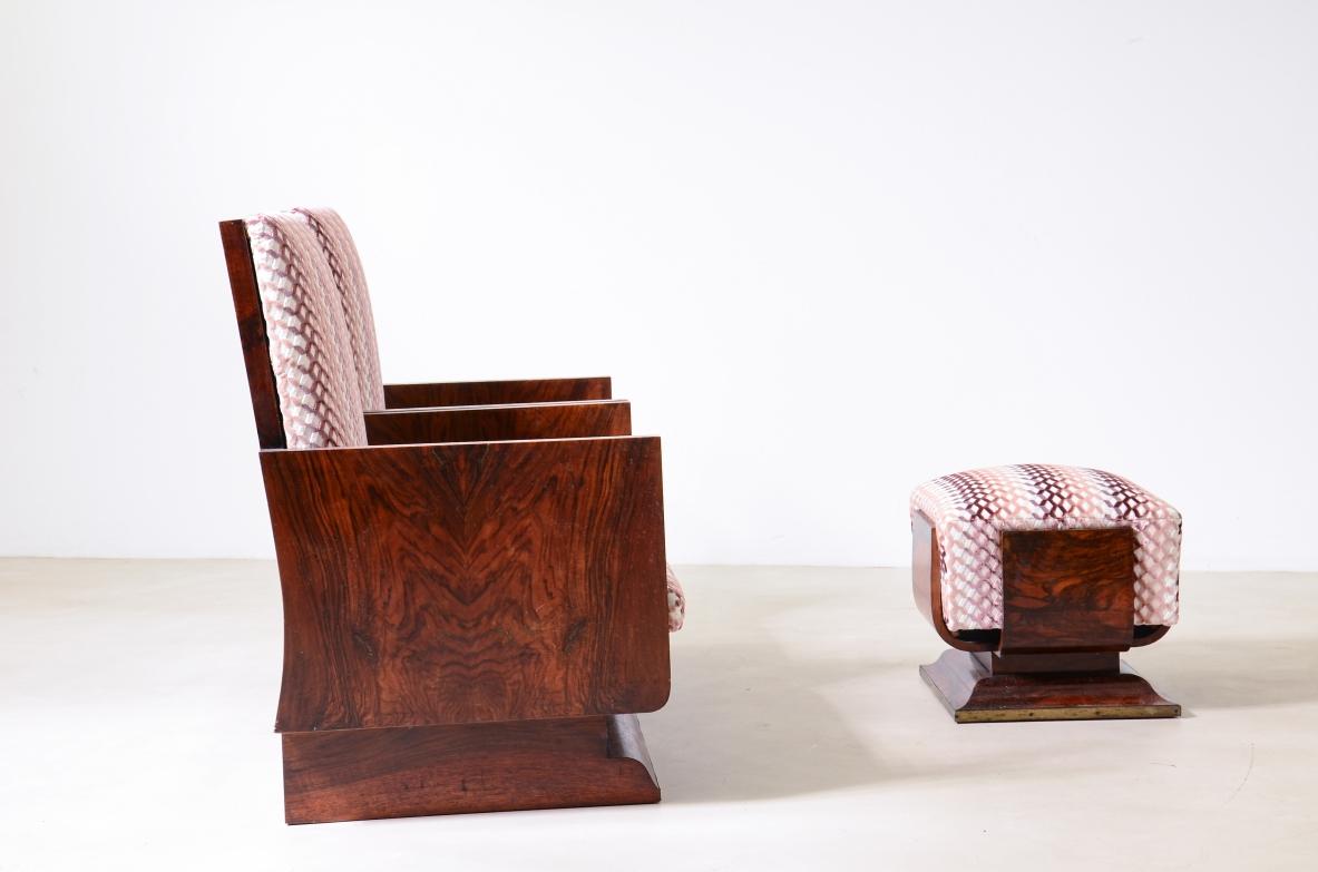 Art Deco Gaetano Borsani  Pair of tub chairs in wood root and small seat For Sale