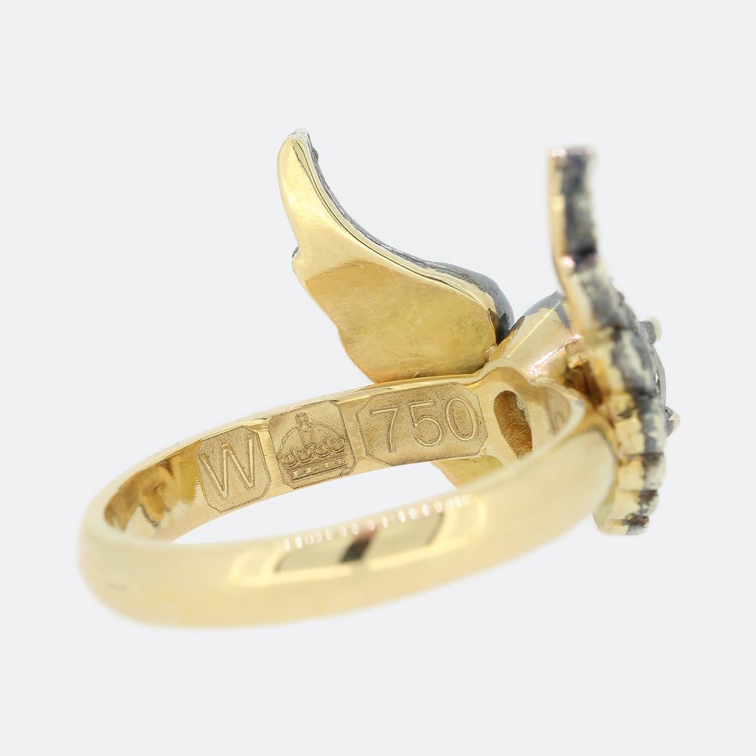 Gaetano Chiavetta 1.07 Carat Pear Shaped Diamond Winged Angel Ring In Good Condition For Sale In London, GB