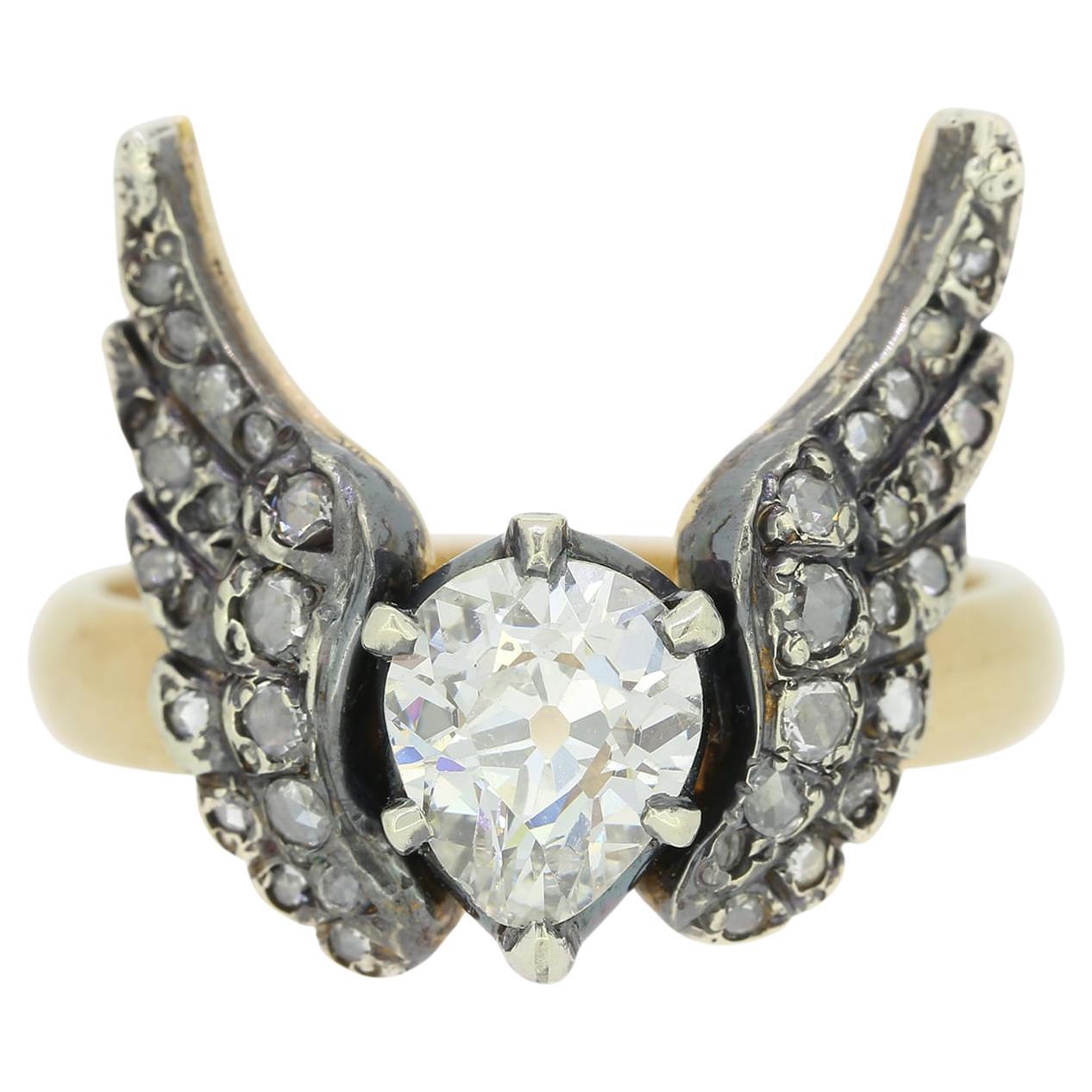 Gaetano Chiavetta 1.07 Carat Pear Shaped Diamond Winged Angel Ring