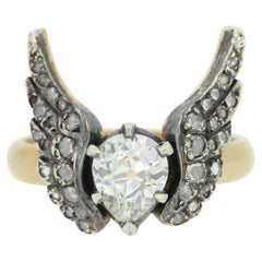 Gaetano Chiavetta 1.07 Carat Pear Shaped Diamond Winged Angel Ring