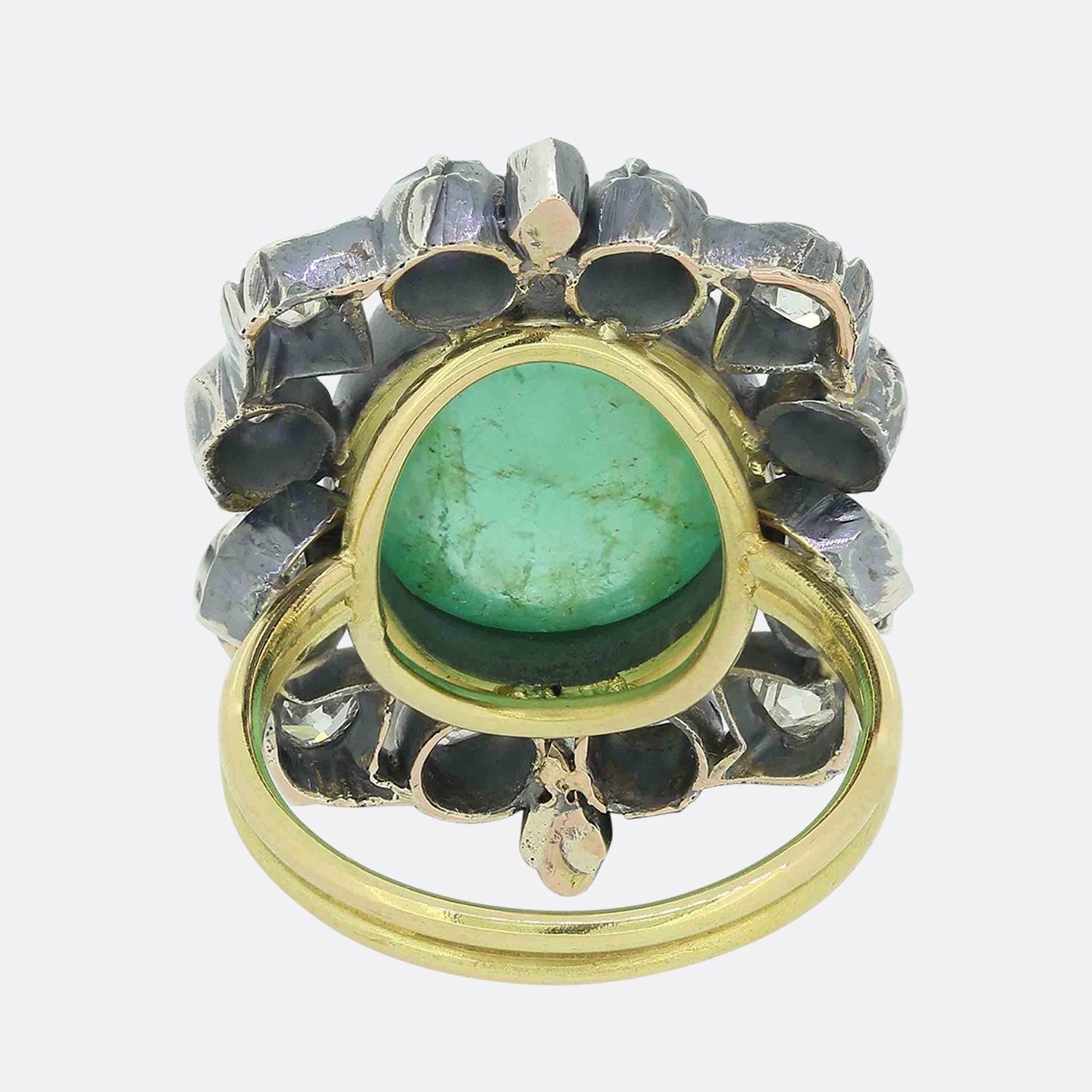 Gaetano Chiavetta 8.50ct Cabochon Emerald and Diamond Ring In Good Condition For Sale In London, GB