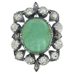 Gaetano Chiavetta Ring mit 8,50 Karat Cabochon-Smaragd und Diamant