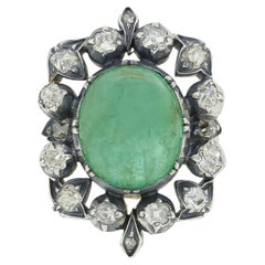 Gaetano Chiavetta 8.50ct Cabochon Emerald and Diamond Ring