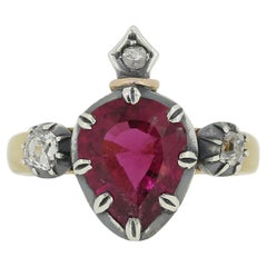 Gaetano Chiavetta Rubellite and Diamond Flaming Heart Ring