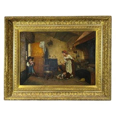 ” La Maschera ” 19th Century Antique Realistic Oil Painting On Canvas