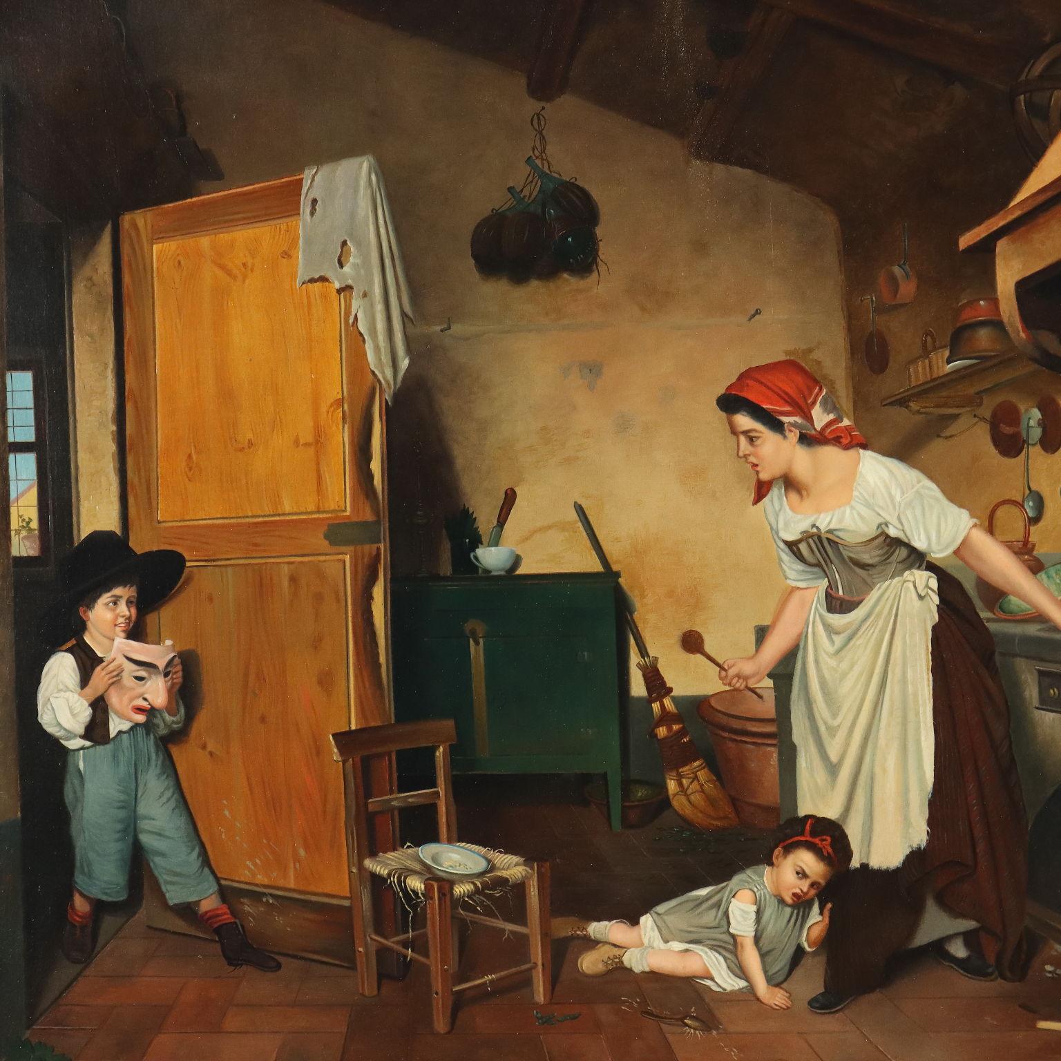 Dipinto Copia da Gaetano Chierici La Maschera XX secolo 2