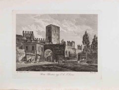 View of Porta Tiburtina oggi di... - Etching by Gaetano Cottafavi - 1835