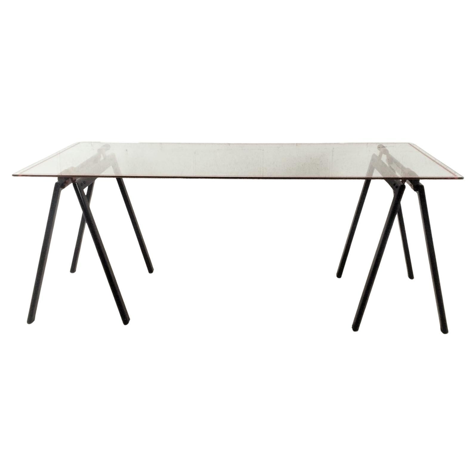 Mesa de cristal de escritorio Gaetano de Gae Aulenti para Zanotta años 70