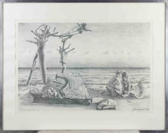 Beach - Radierung von Gaetano Giangrande - 1968