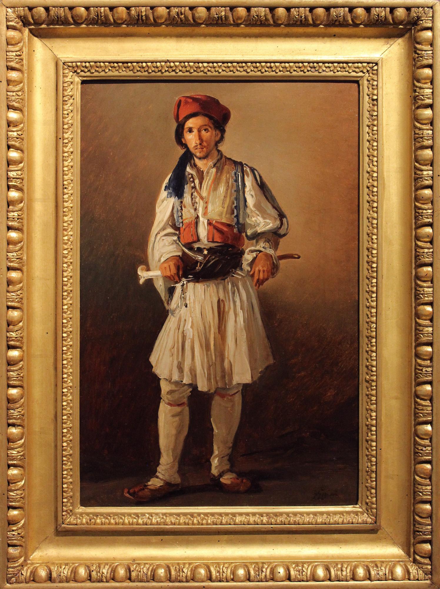 GREEK SOLDIER (CORPORAL OF THE IRREGULARS) - Painting by Gaetano Gigante