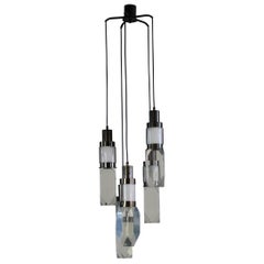 Gaetano Missaglia Ceiling Lamp with Lampshades in Lucite Plexiglass 1970s Italy