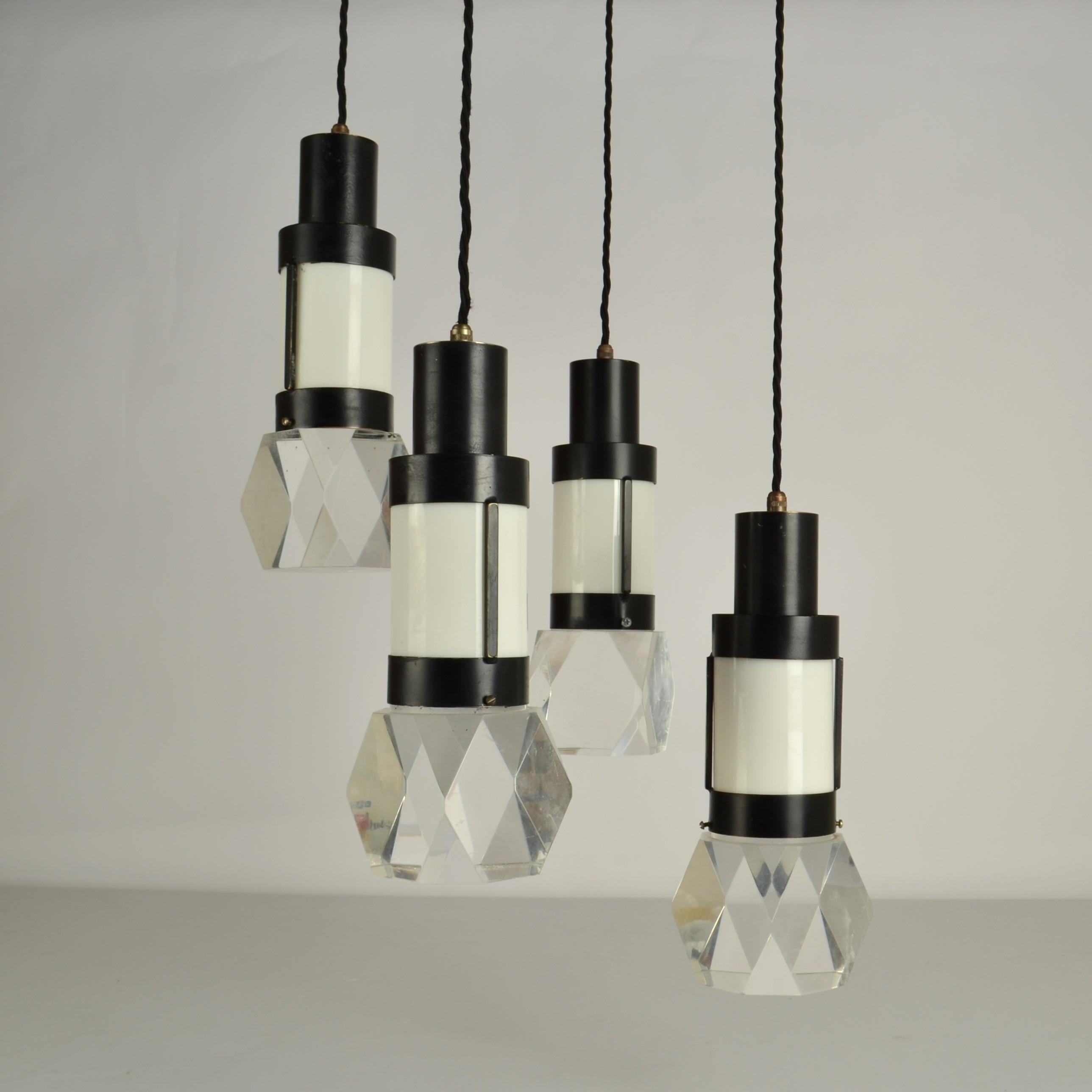 Italian Gaetano Missaglia Chandelier with Four Pendants For Sale