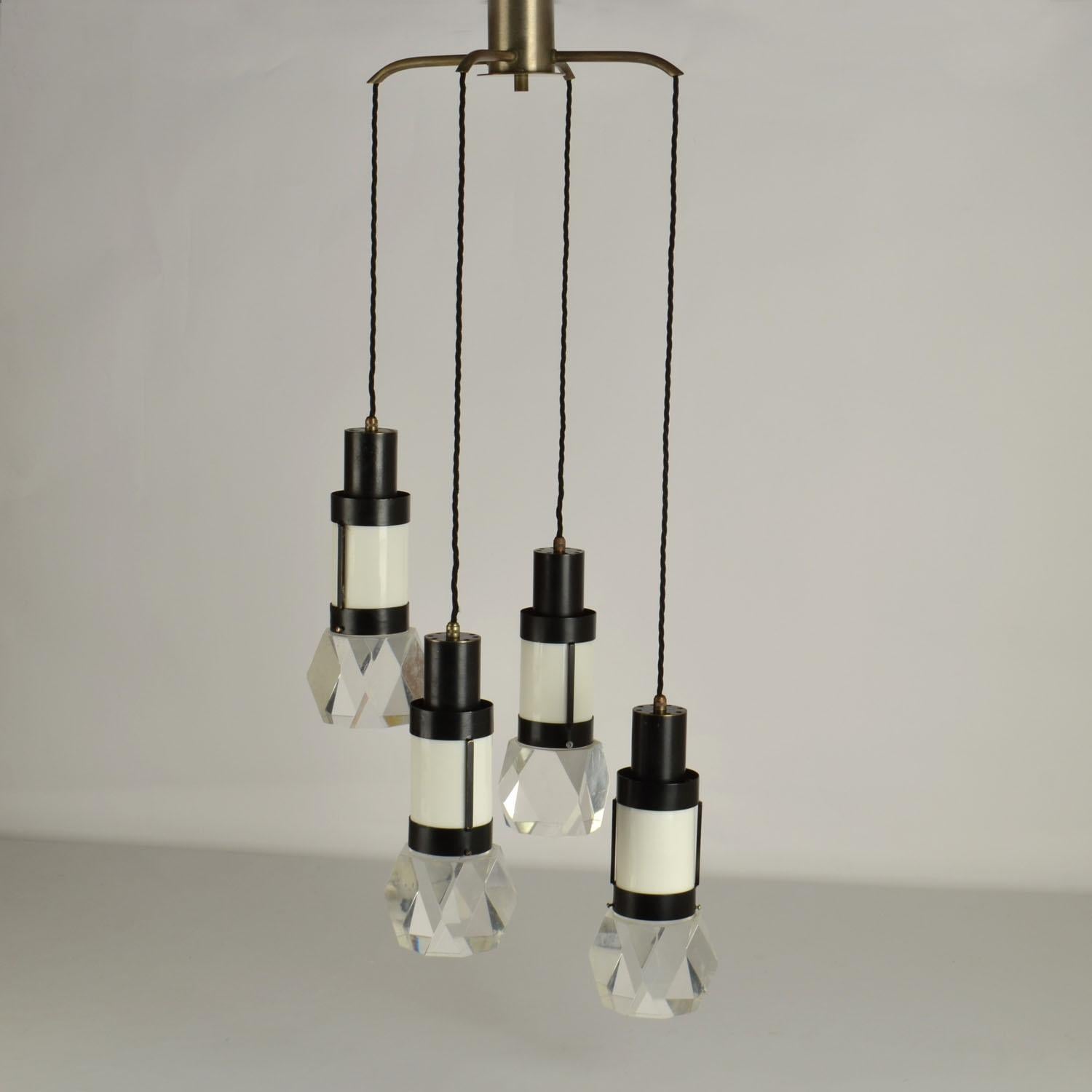 Late 20th Century Gaetano Missaglia Chandelier with Four Pendants For Sale