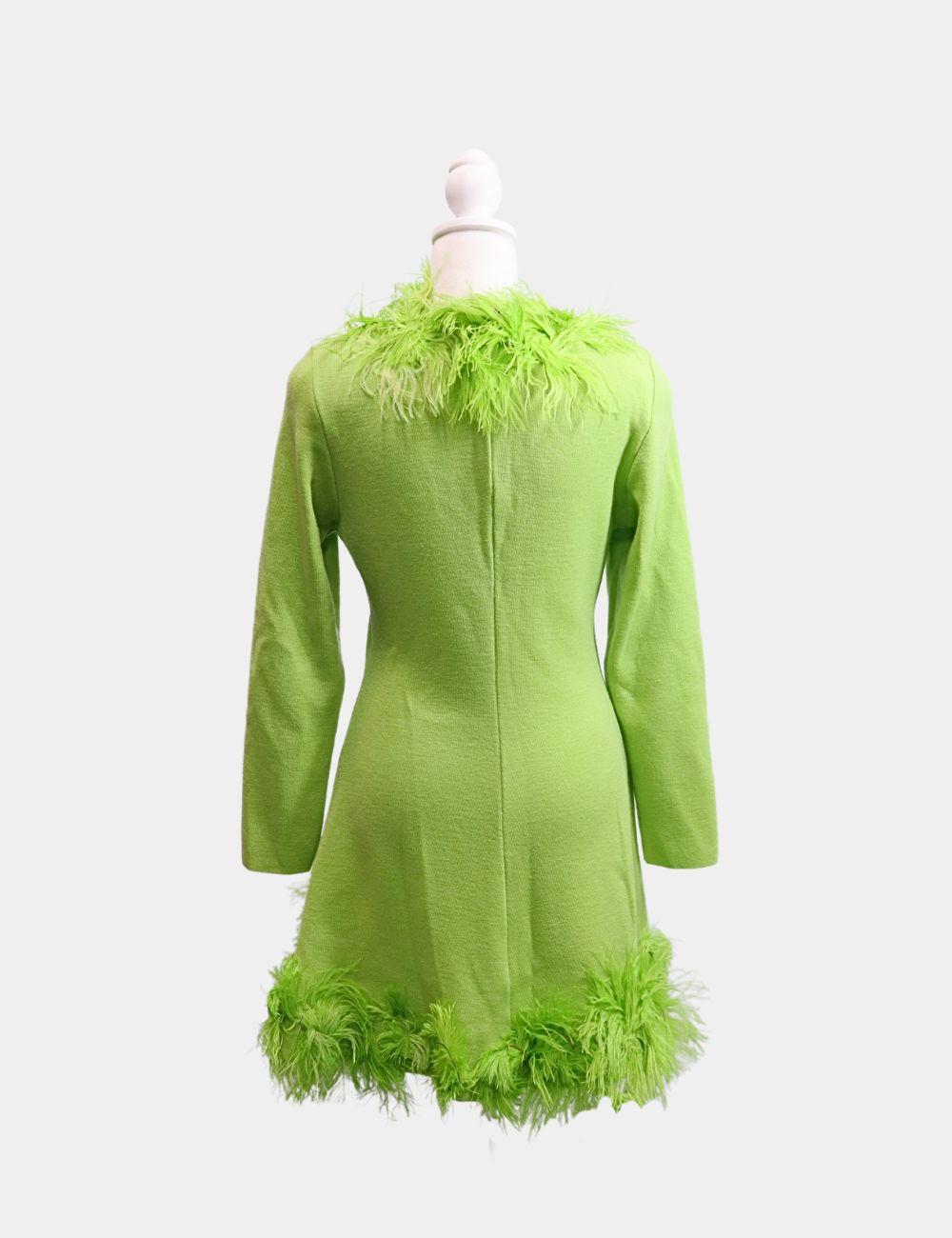 Green Gaetano Navarra Feather Trim Dress Size IT 42