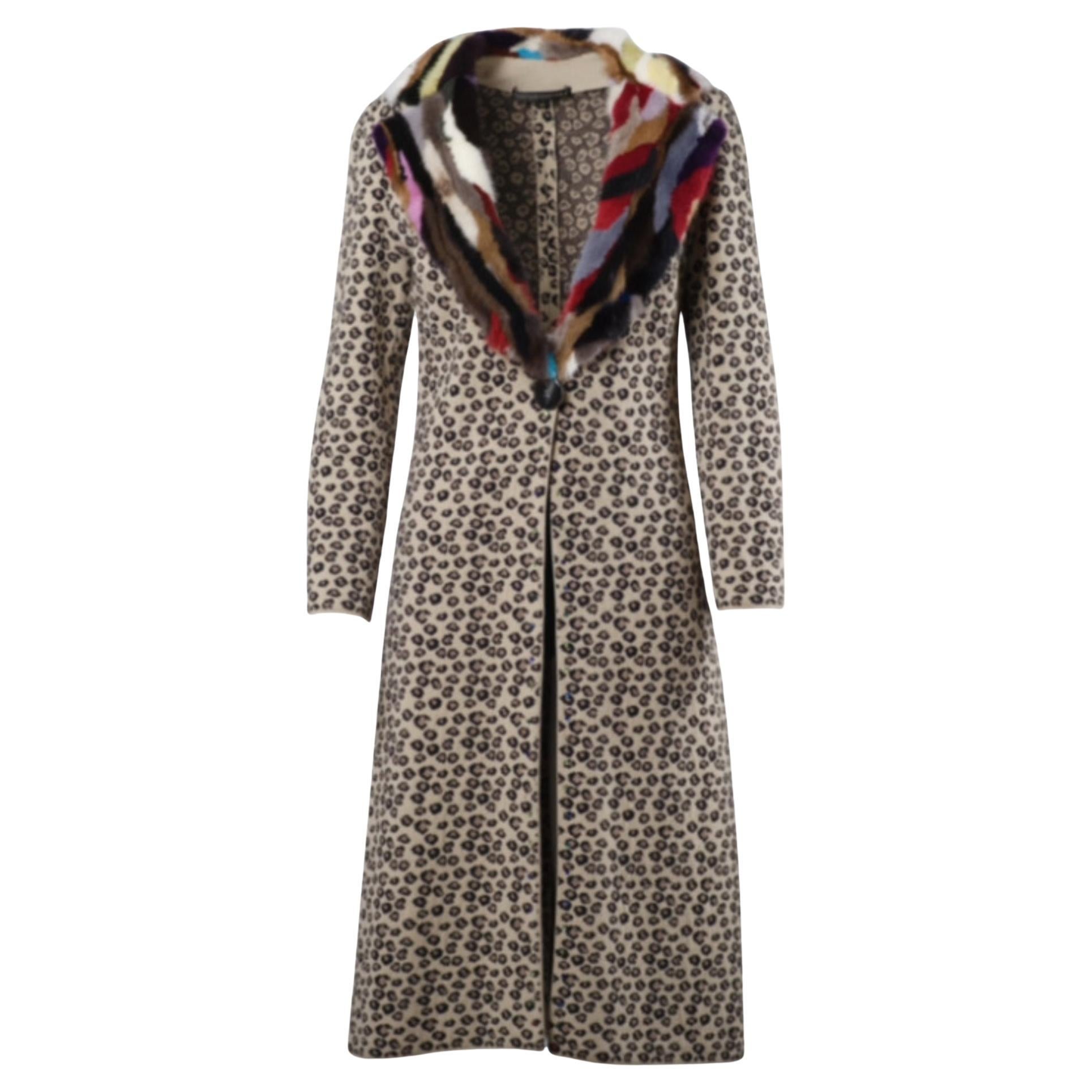 Gaetano Navarra Leopard Print Overcoat with Multicolor Fur - '10s