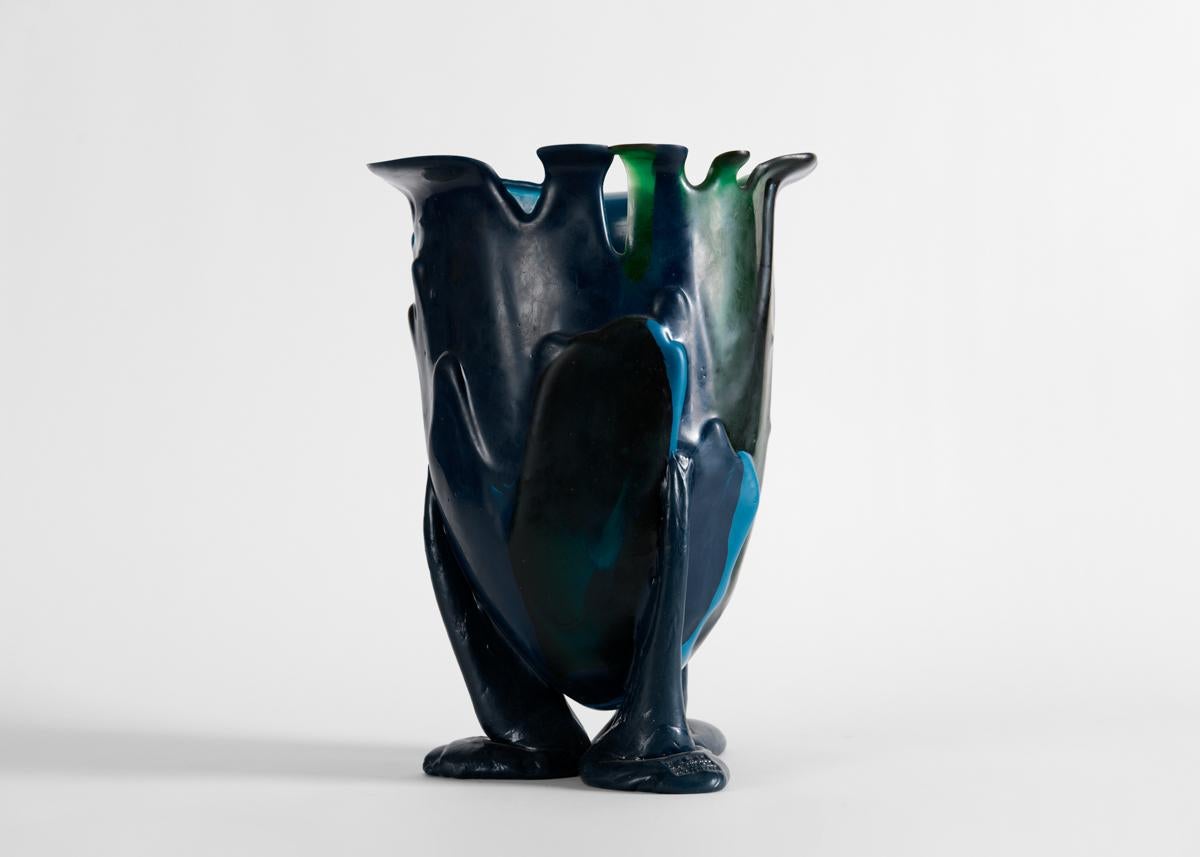 Gaetano Pesce, Amazonia L, Vase in Flexible Blue Resin, Italy, 2013 For Sale
