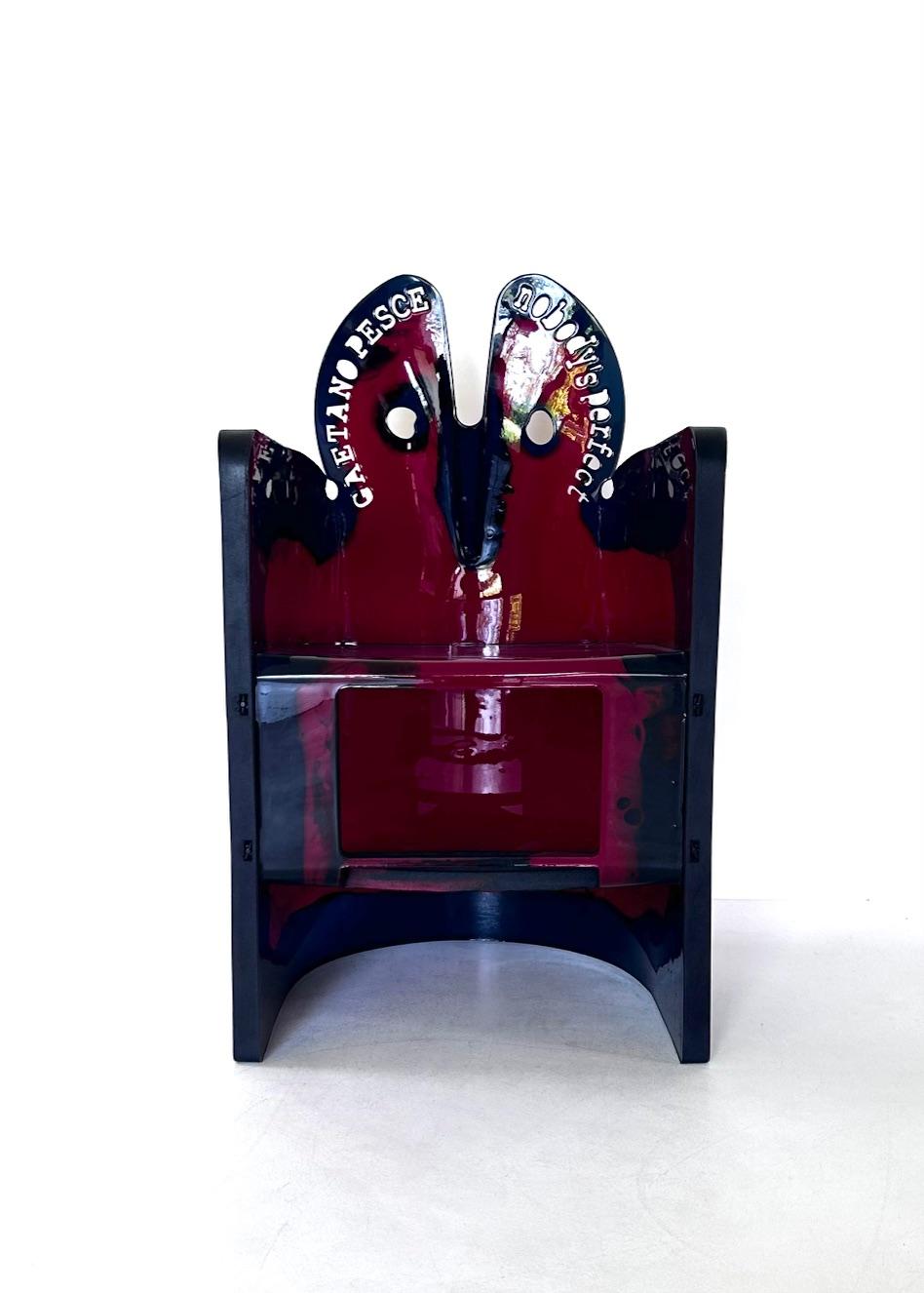 
Nobody's perfect chair by Gaetano Pesce, Zerodisegno / Italy, 2009

Mark: Zerodisegno / Gaetano Pesce, 2009
Signed and dated
UNIQUE PIECE.