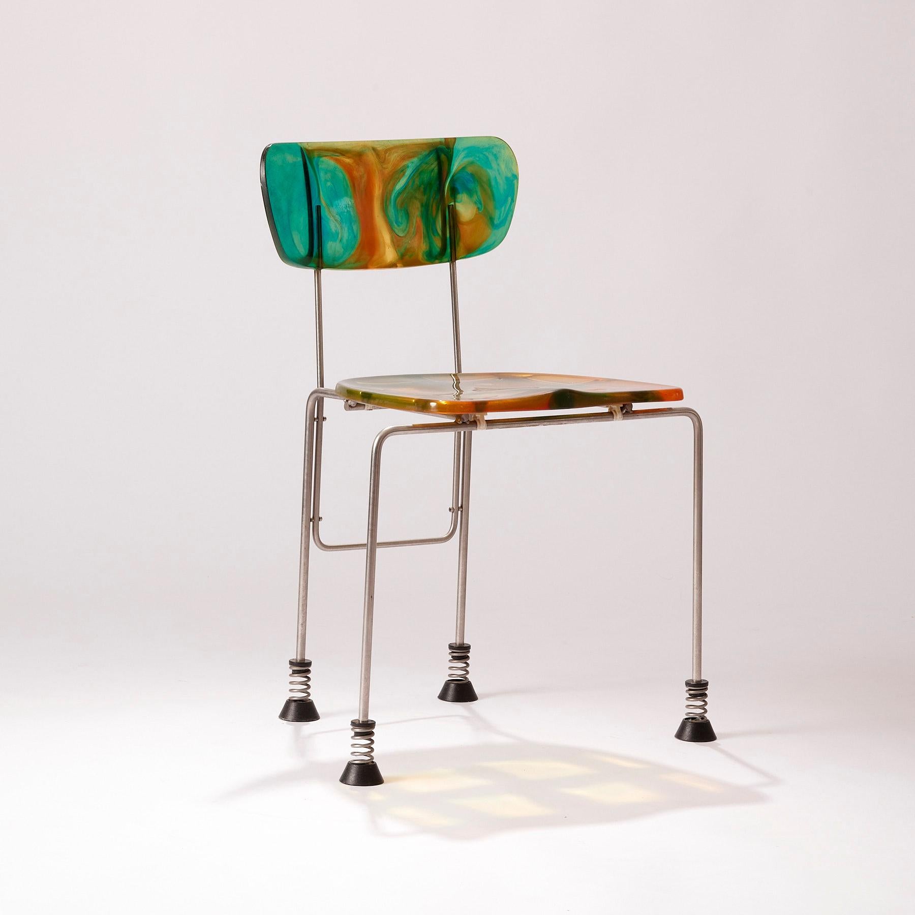 GAETANO PESCE (born 1939)
Broadway chair, 1993
Bernini publisher 
Epoxy resin and stainless steel
H. 75 cm - L. 55 cm - Depth : 40 cm.