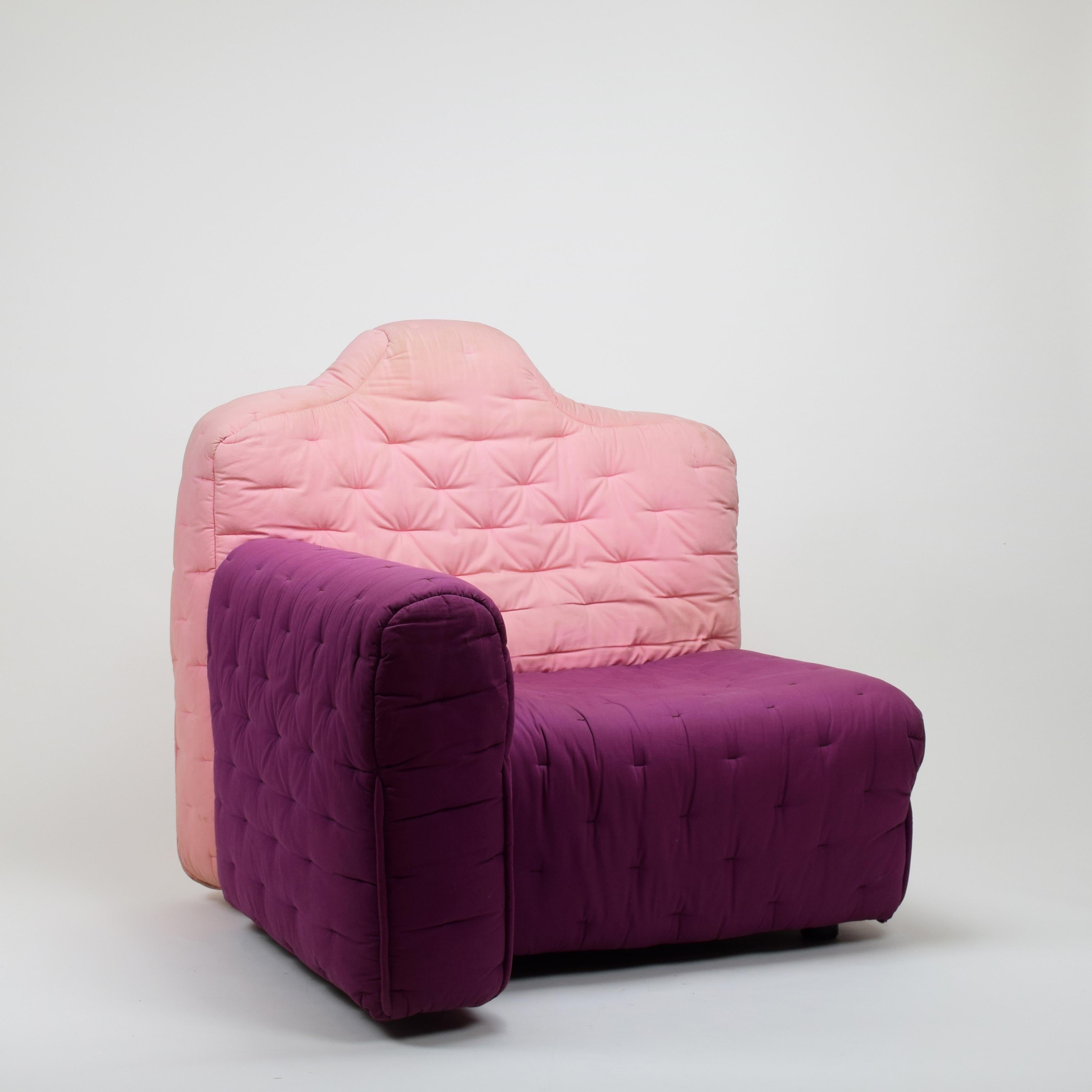 Fabric Gaetano Pesce, 'Cannaregio' Armchair, Cassina Italy 1987, Large Pink and Purple For Sale
