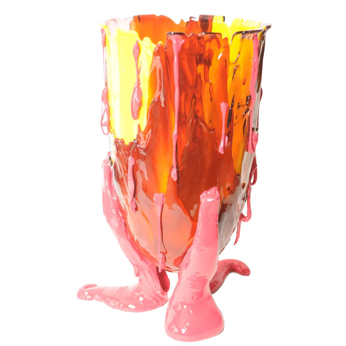 Modern Gaetano Pesce Clear Special XL Vase Resin Yellow, Ruby, Pink, Fuchsia For Sale