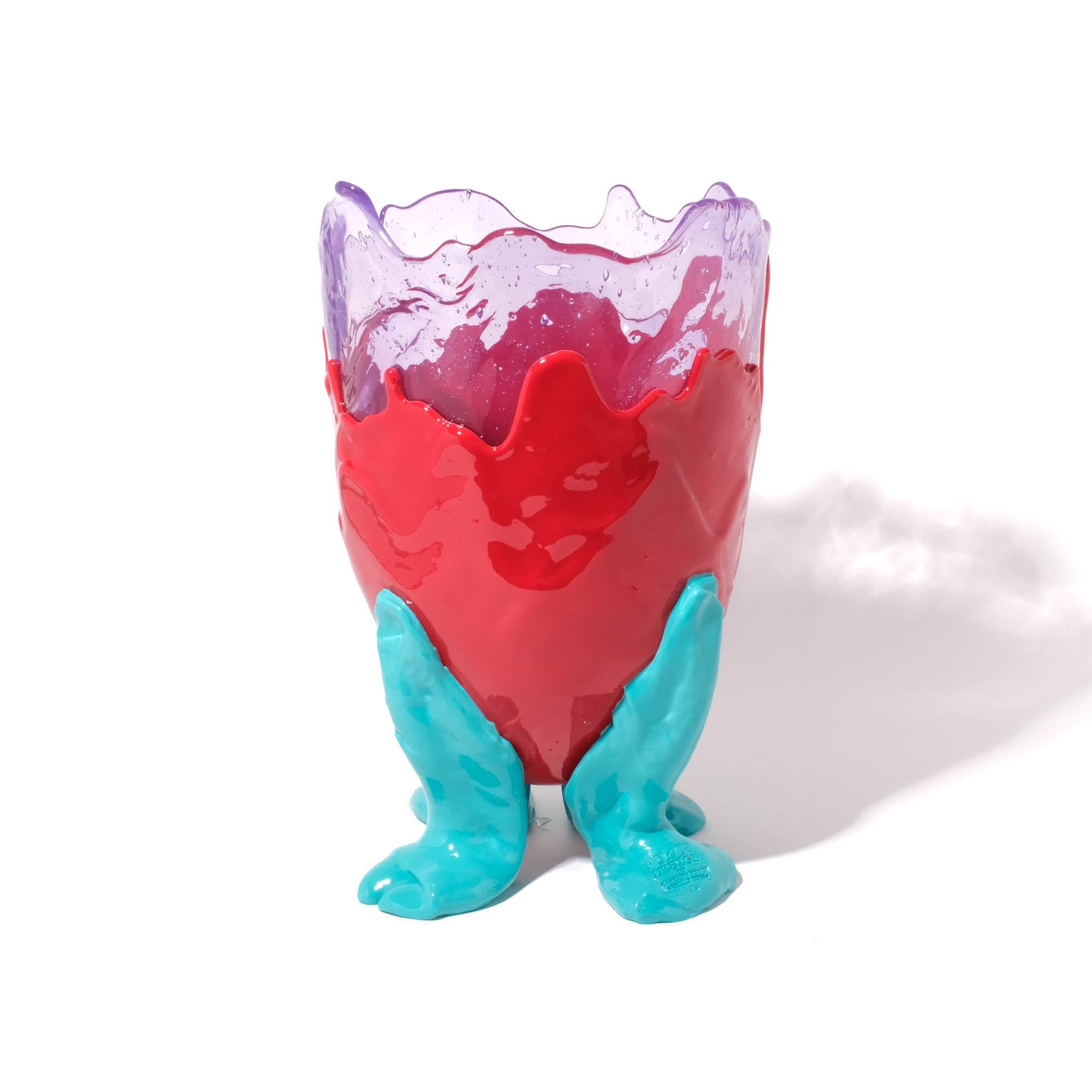 Contemporáneo Gaetano Pesce Jarrón L Transparente Resina Azul Lila Rojo Turquesa en venta 1