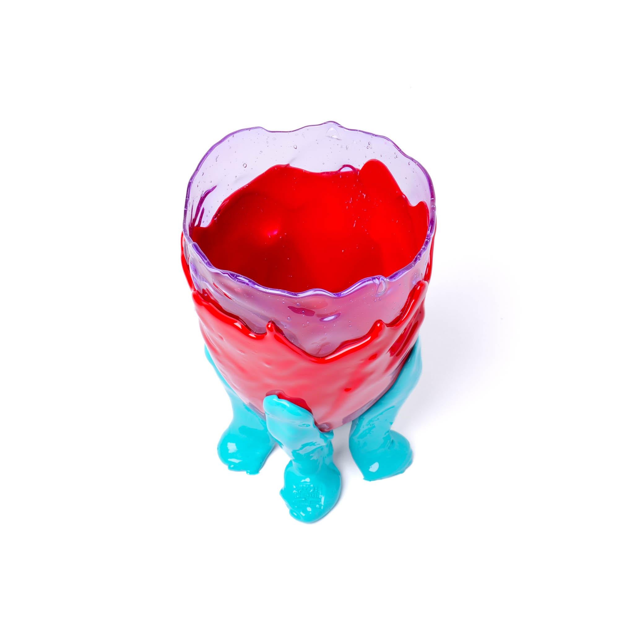 Arts and Crafts Gaetano Pesce Clear Vase M Resin Lilac Red Turquoise For Sale