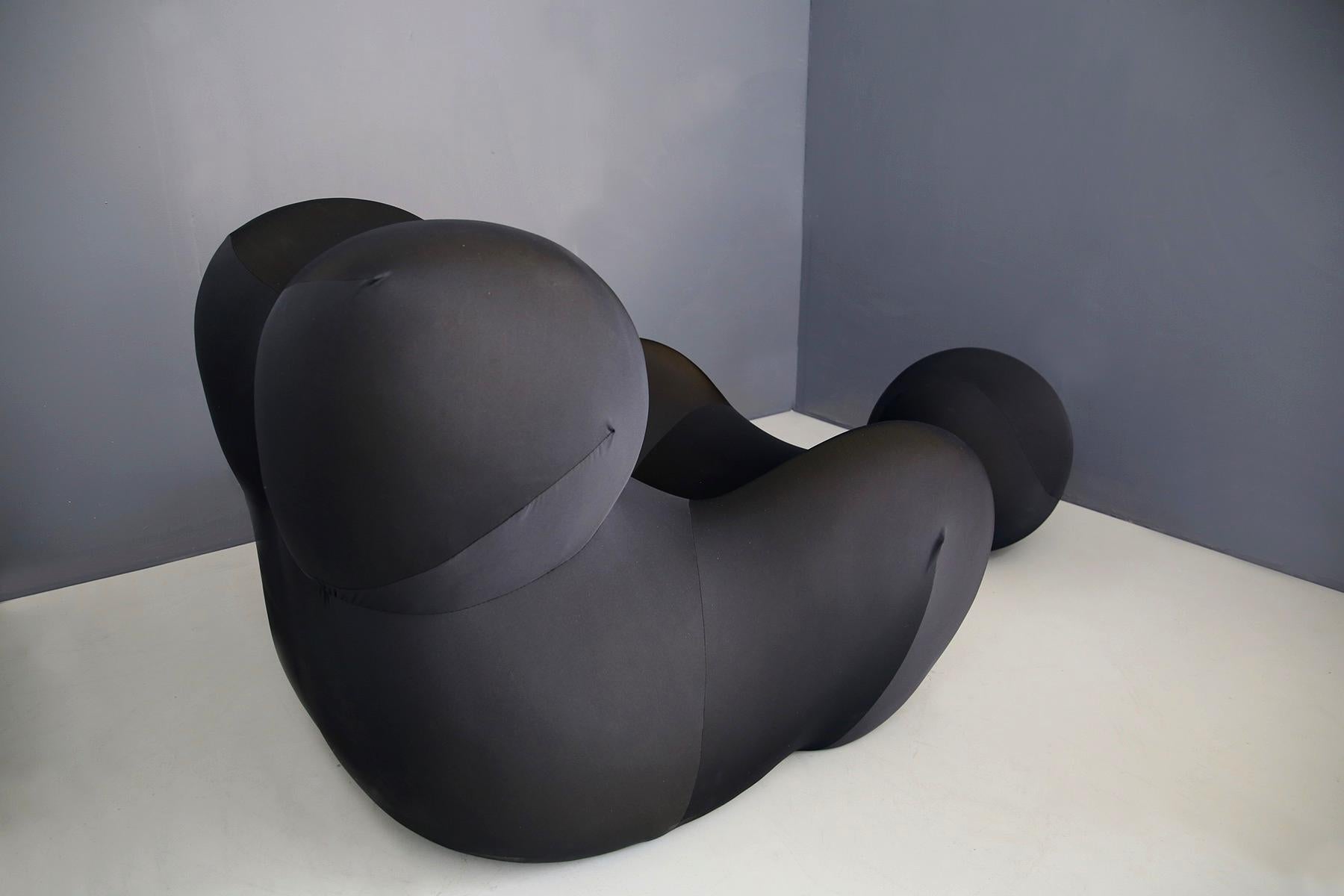 Fabric Gaetano Pesce for B&B Italia UP5 Black Lounge Chair and Ottoman, Restored, 1970s