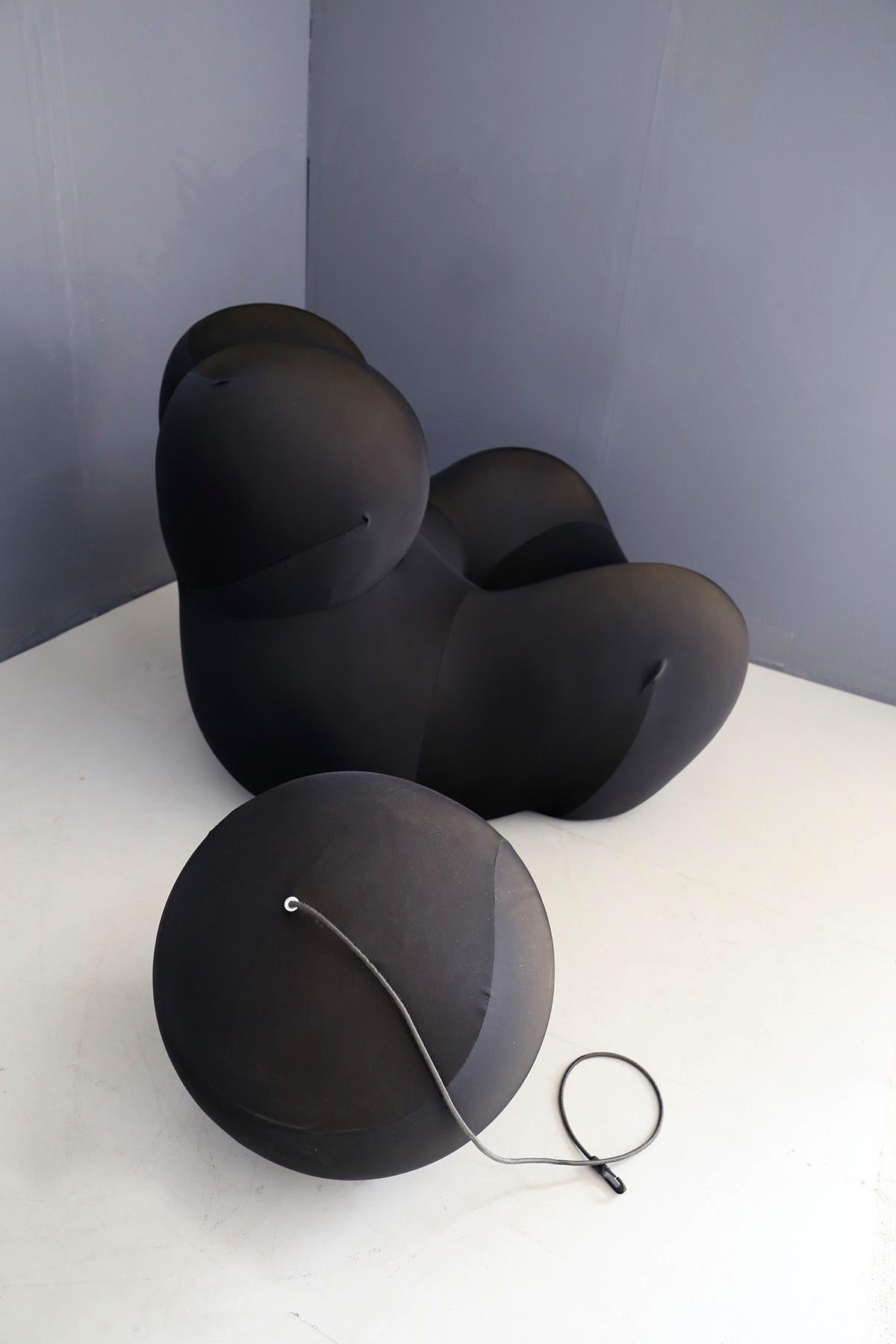 Gaetano Pesce for B&B Italia UP5 Black Lounge Chair and Ottoman, Restored, 1970s In Good Condition In Milano, IT