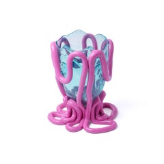 Gaetano Pesce Vase Indian Summer L Résine Clear Aqua, Mauve