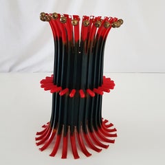 Gaetano Pesce Italian Contemporary Floor Lamp, in Green and Red Resin with Bell