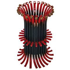 Gaetano Pesce Italian Contemporary Floor Lamp, in Green and Red Resin with Bell