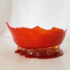 Gaetano Pesce Italian Contemporary Orange Decorative Basket in Polyurethan Resin