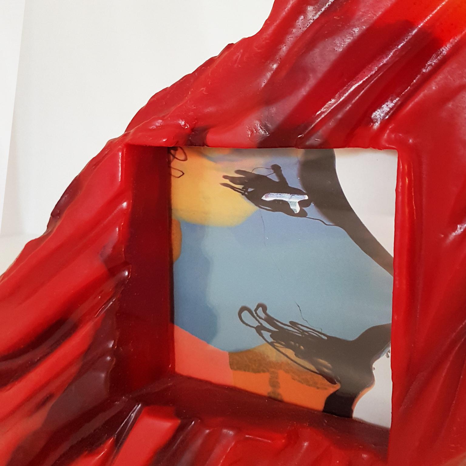 Gaetano Pesce Italian Contemporary Picture Frame in Red Resin, Limited Edition For Sale 4