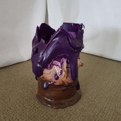 Gaetano Pesce Italian Contemporary Violet, Brown Tall Bowl in Polyurethane