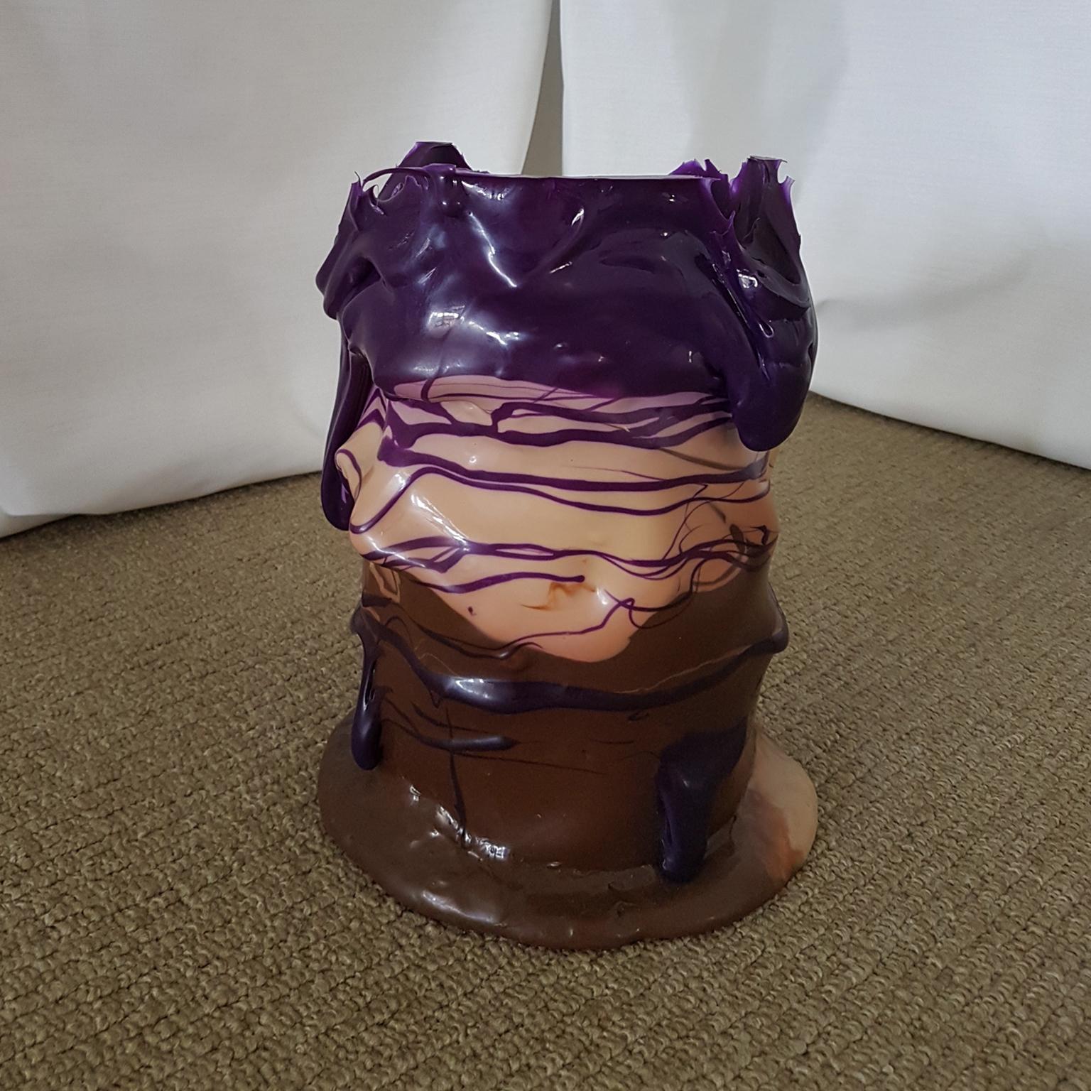 Gaetano Pesce Italian Contemporary Violet, Brown Tall Bowl in Polyurethane For Sale 1