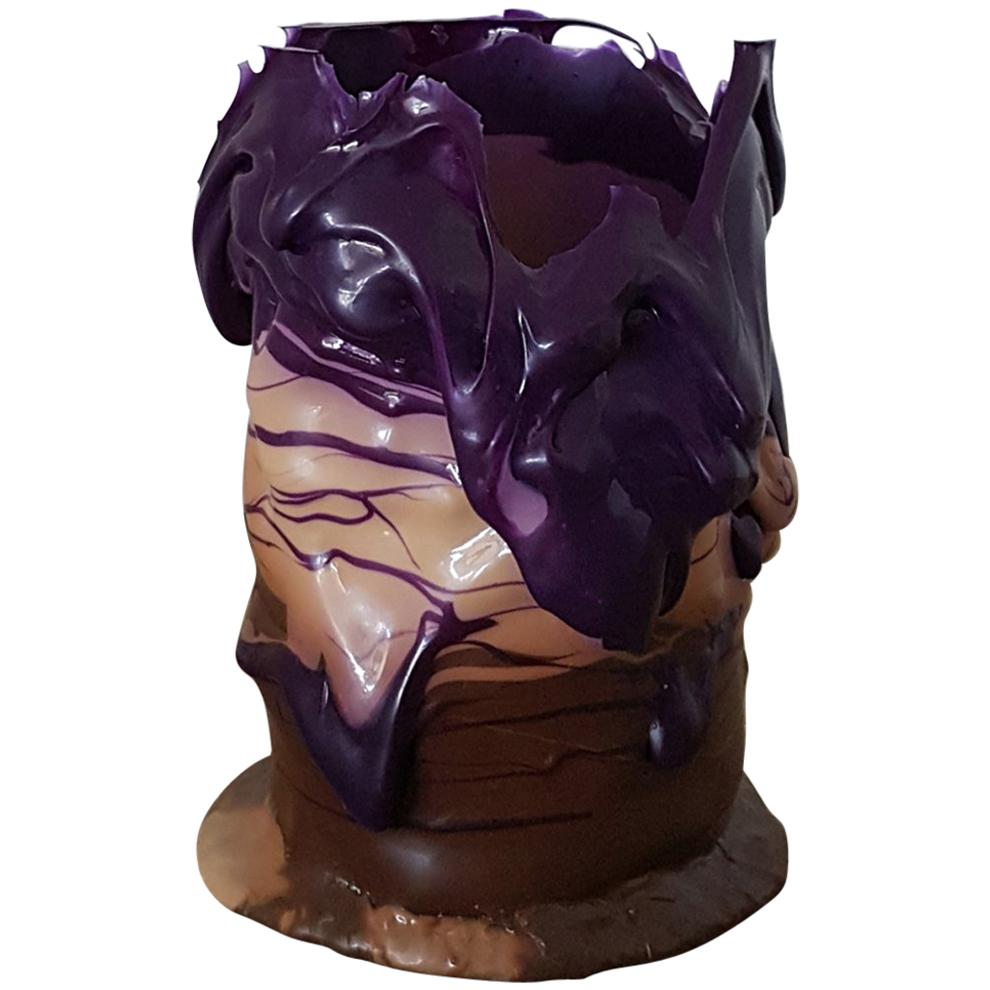 Gaetano Pesce Italian Contemporary Violet, Brown Tall Bowl in Polyurethane For Sale