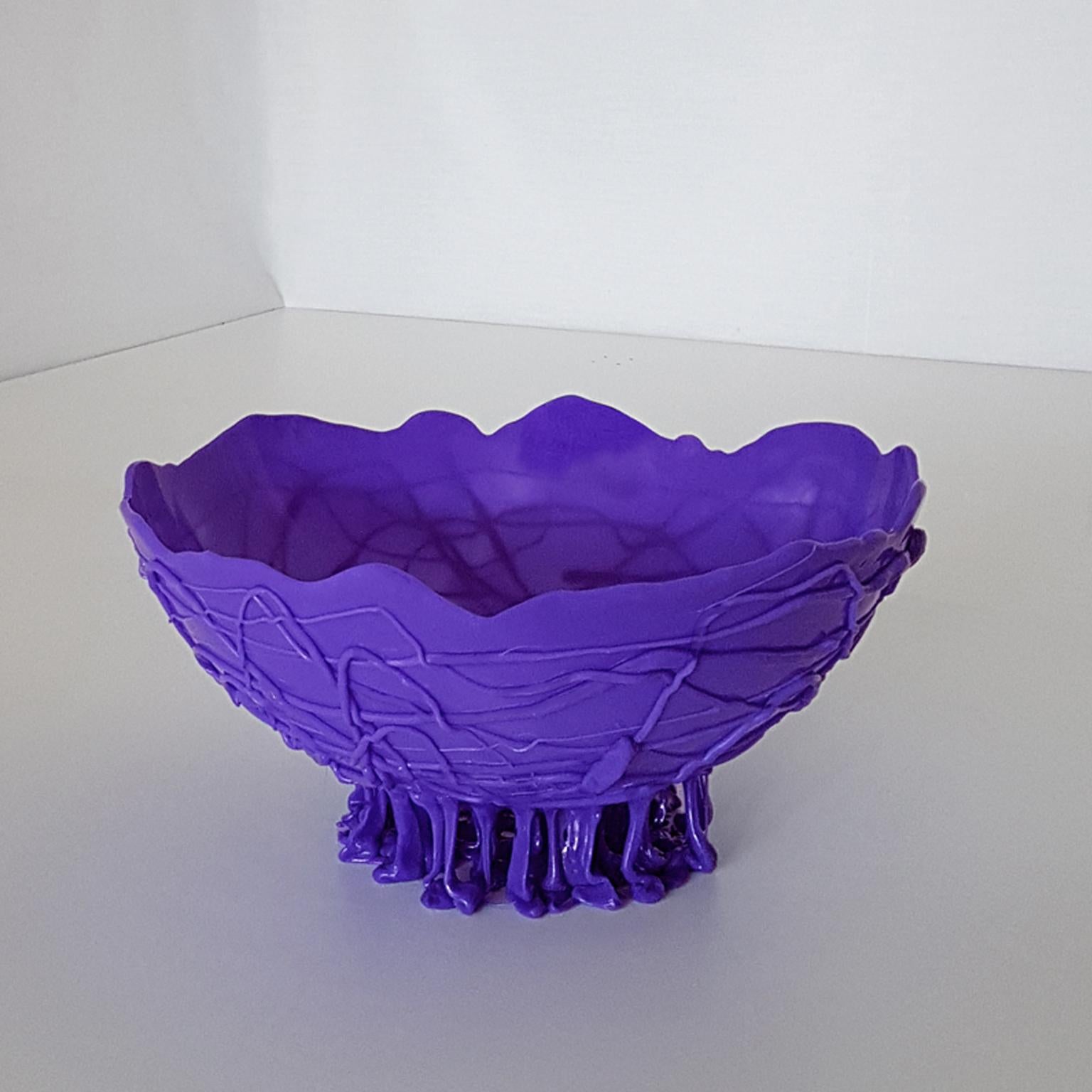 Gaetano Pesce Italian Contemporary Violet Decorative Basket in Polyurethan Resin For Sale 8