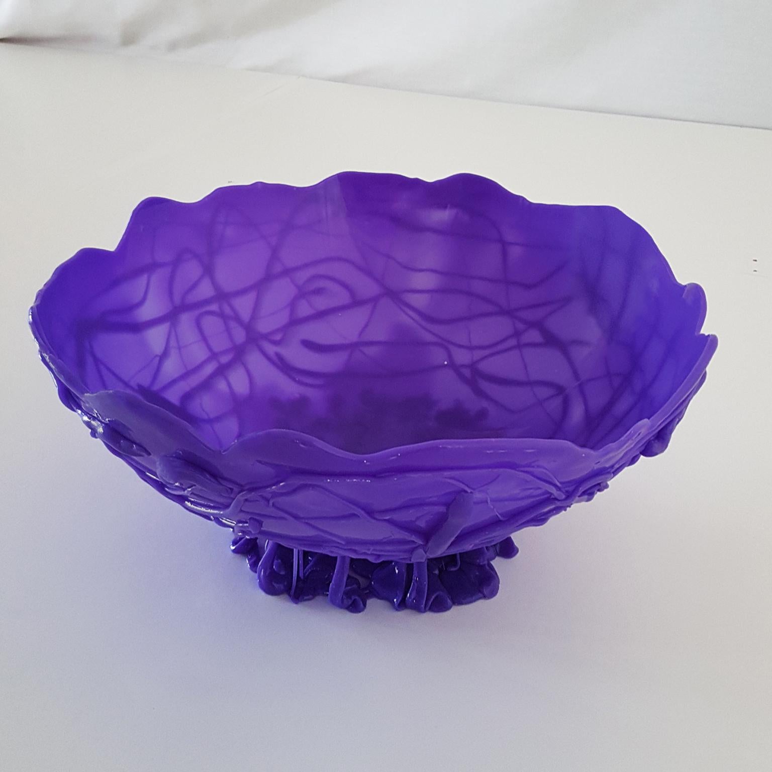 Gaetano Pesce Italian Contemporary Violet Decorative Basket in Polyurethan Resin For Sale 12