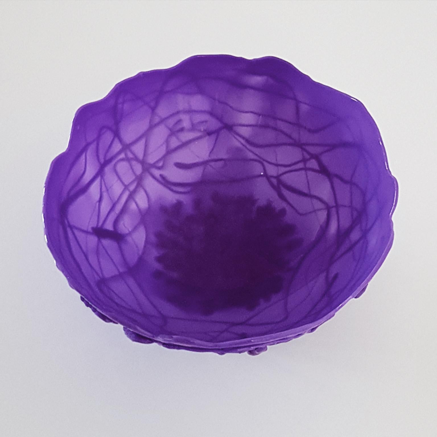 Post-Modern Gaetano Pesce Italian Contemporary Violet Decorative Basket in Polyurethan Resin For Sale