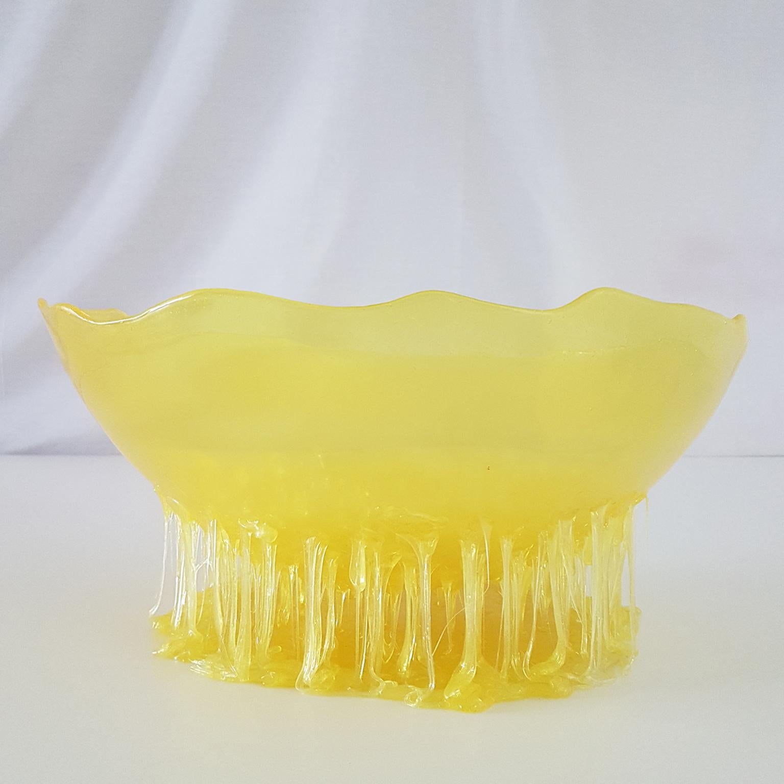 Gaetano Pesce Italian Contemporary Yellow Decorative Basket in Polyurethan Resin For Sale 2