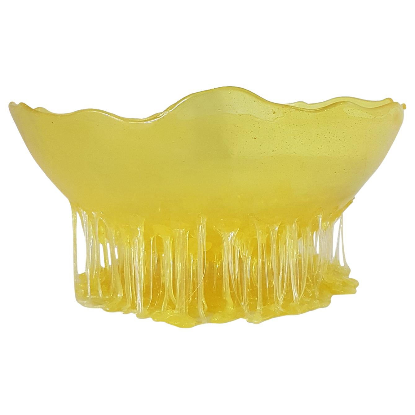 Gaetano Pesce Italian Contemporary Yellow Decorative Basket in Polyurethan Resin For Sale