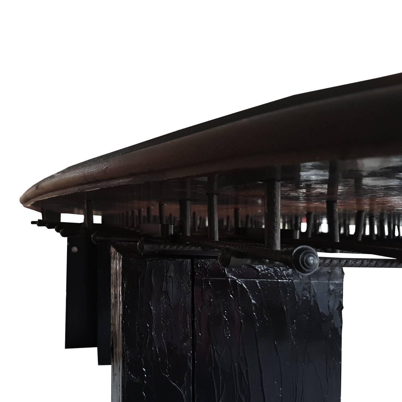 Gaetano Pesce Italian Dining Table with Resin Top and Black Wood Legs For Sale 7