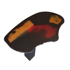 Gaetano Pesce Italian Dining Table with Resin Top and Black Wood Legs