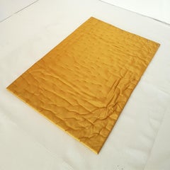 Gaetano Pesce Italian Wall Mirror with Yellow Silk Fabric Frame and Violet Resin