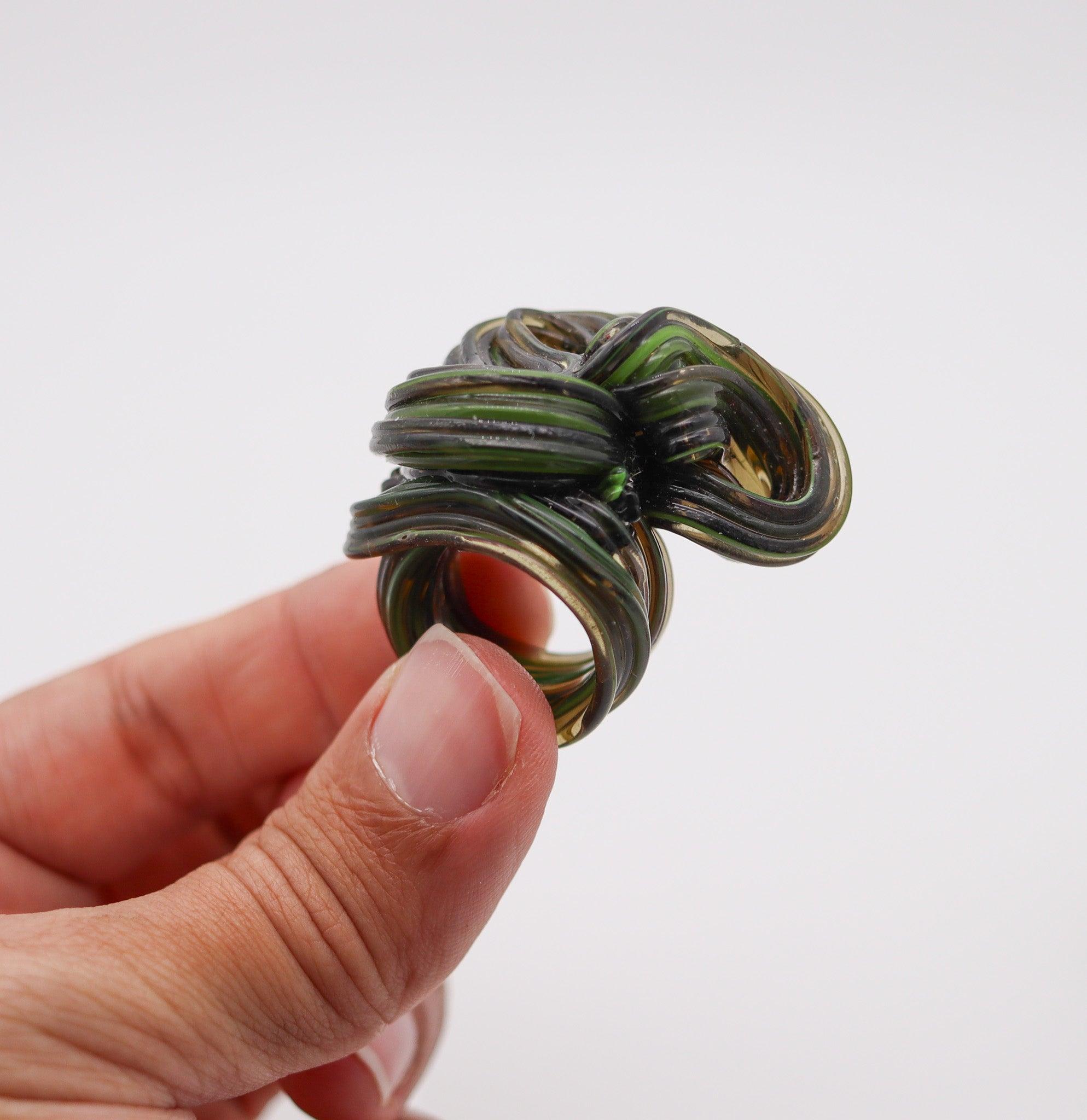 GAETANO PESCE Milano Italy 2011 First Edition Sculptural Free Form Rubber Ring For Sale 1