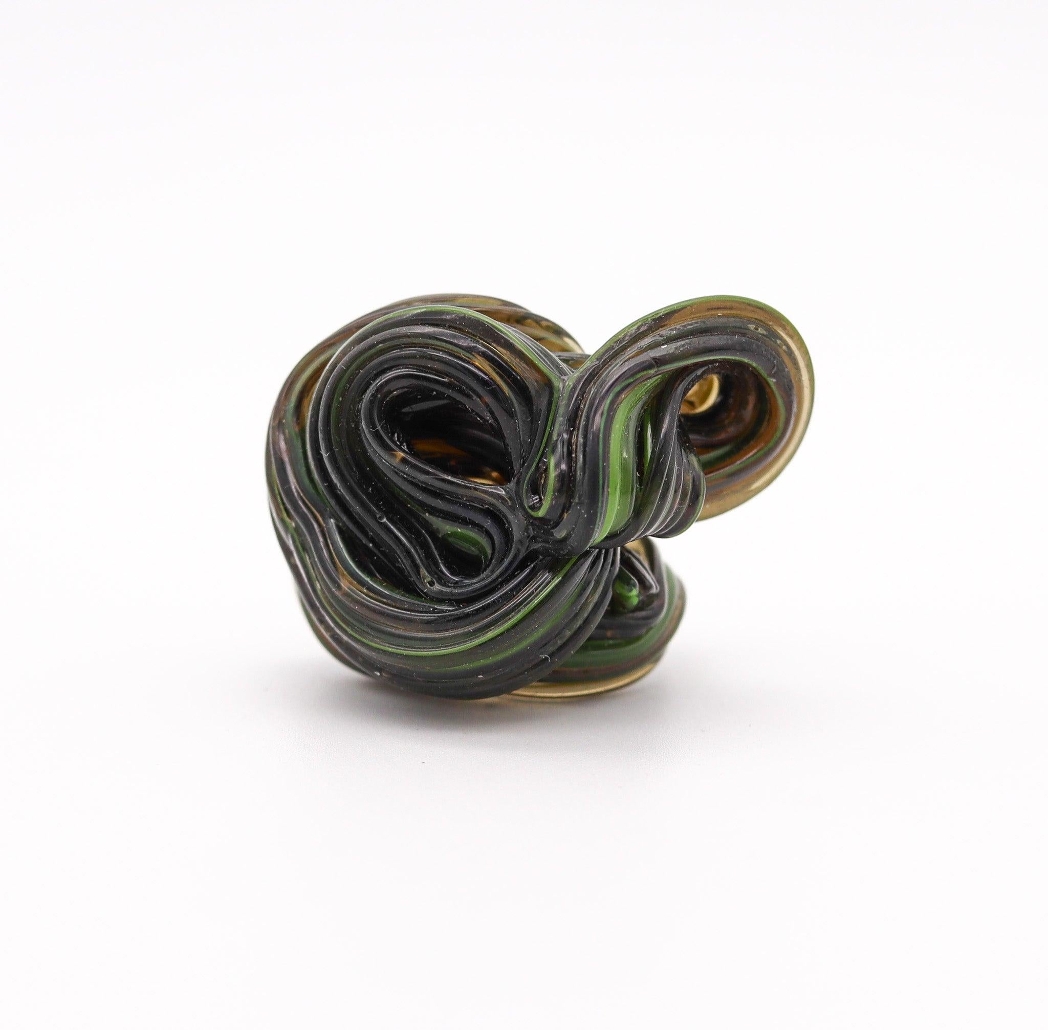 GAETANO PESCE Milano Italy 2011 First Edition Sculptural Free Form Rubber Ring For Sale 2