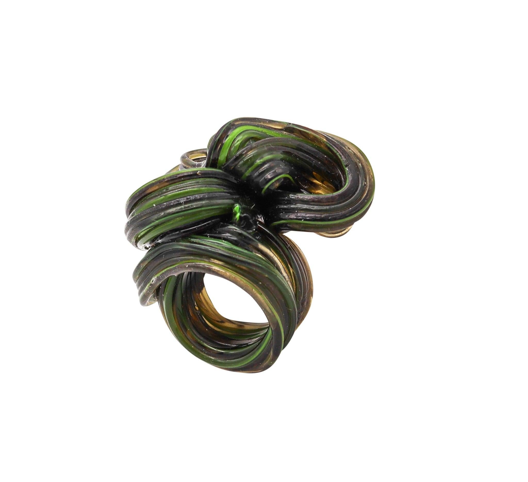GAETANO PESCE Milano Italy 2011 First Edition Sculptural Free Form Rubber Ring For Sale 3