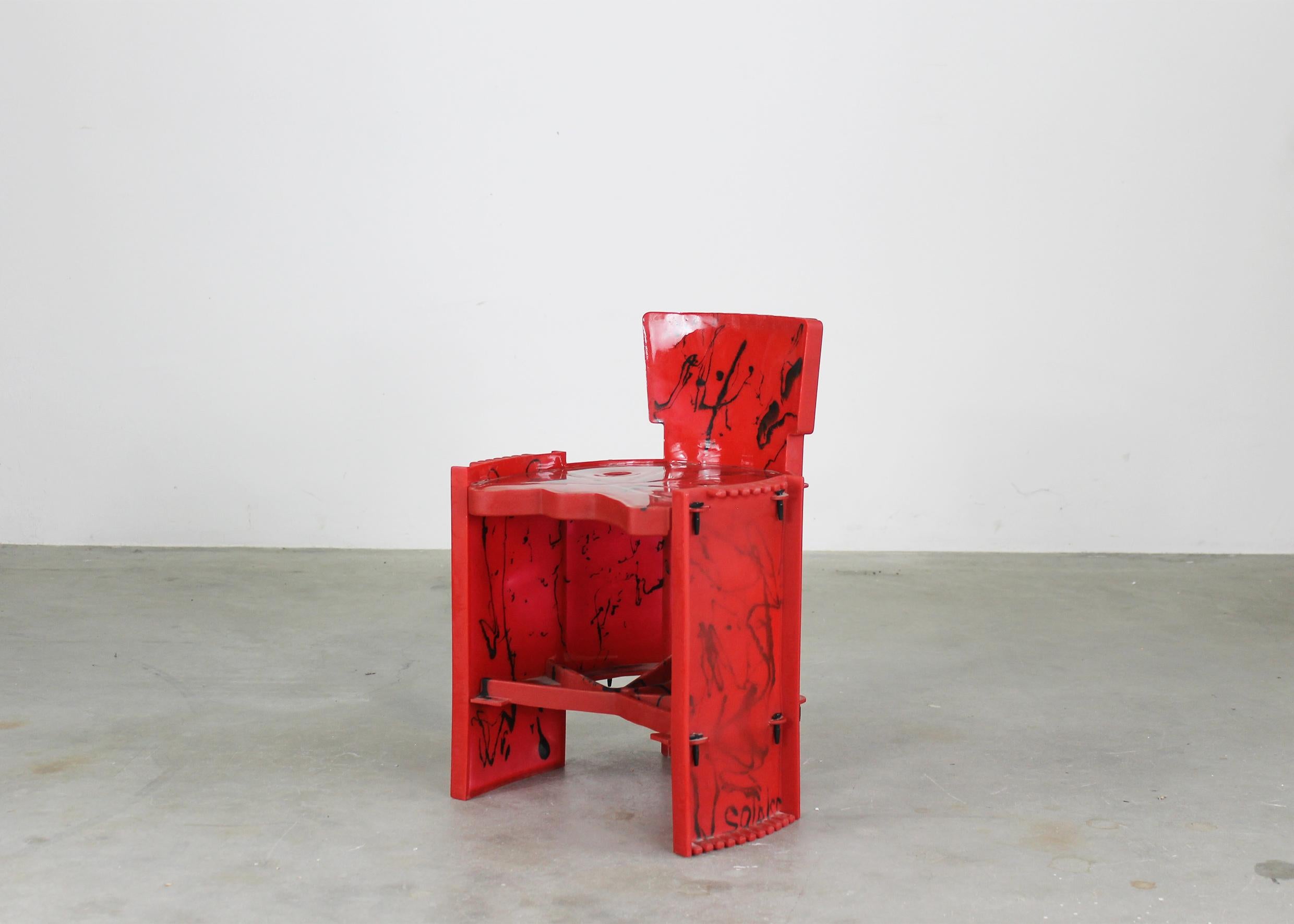 Italian Gaetano Pesce Nobody's Perfect Small Chair in Red Resin by Zerodisegno 2000s For Sale