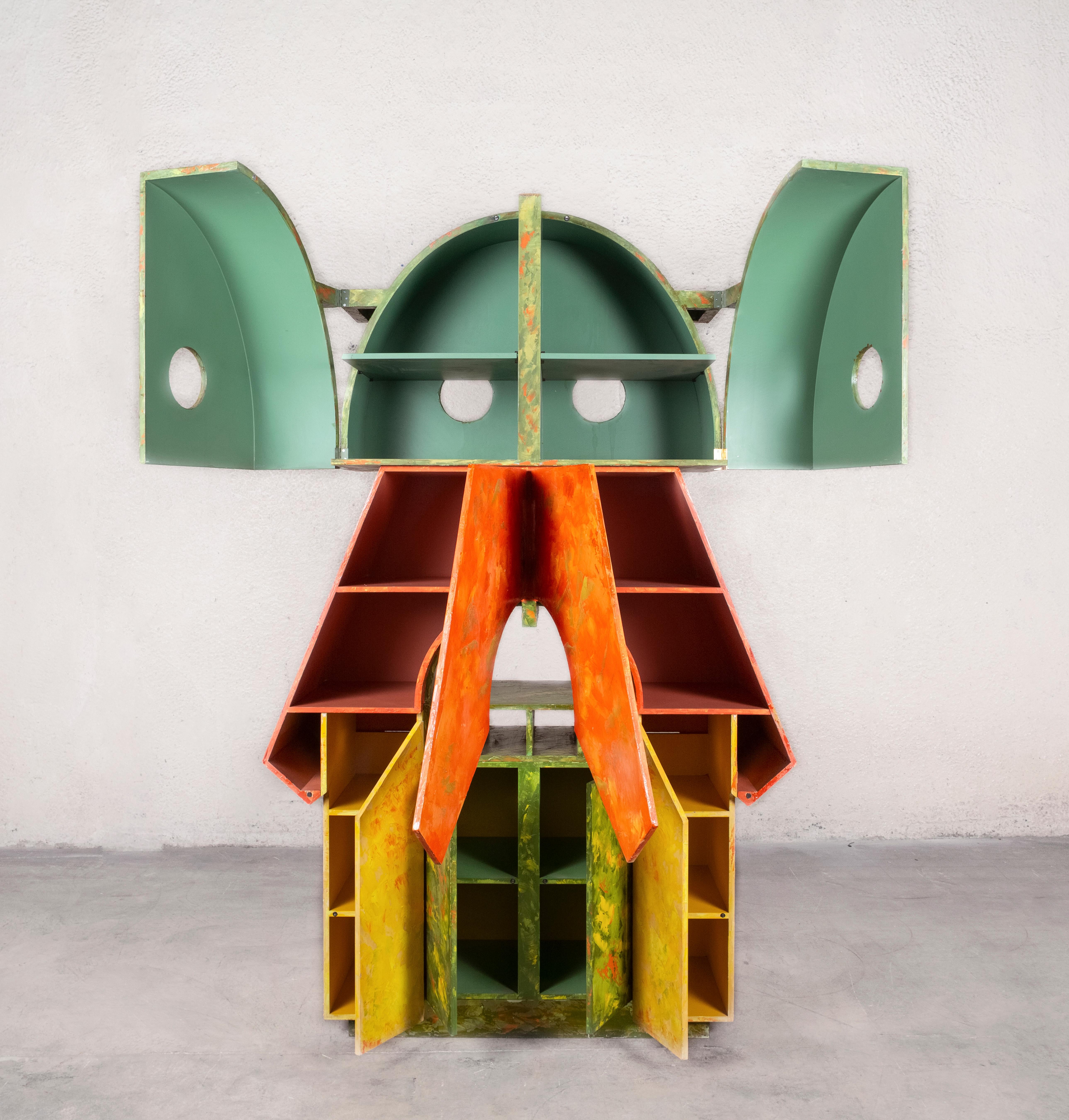 Gaetano Pesce [Italian, b. 1939]
Produced by Cassina
Prototype for Les Ateliers, 1986-1987
Wood, polychrome epoxy, resin and shellac
Measures: 93 x 56.75 x 22.75 inches
236 x 144 x 58 cm

Born in 1939 in La Spezia, Italy, Gaetano Pesce